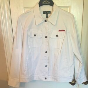 New Lauren Ralph Lauren White Jean Jacket Classic Design 1X